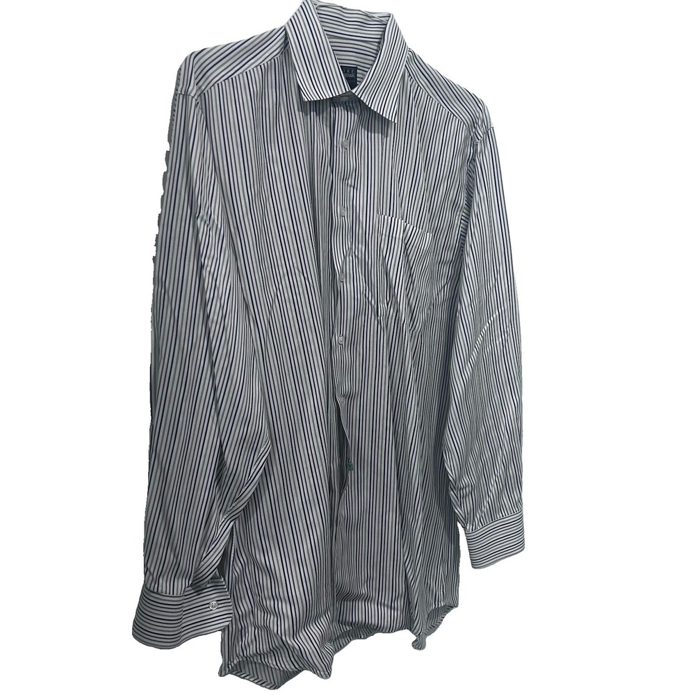 Ike Behar Striped Long Sleeve Cotton Button‎ Up Luxury Dress Shirt 16.5/37